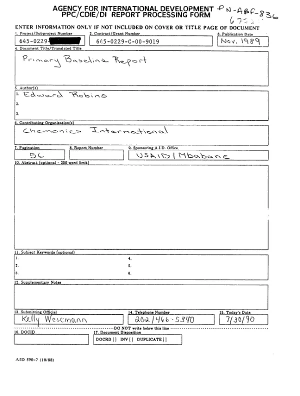 Primary baseline report : findings and conclusions
