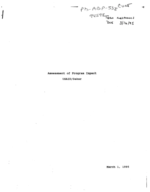 Assessment of program impact : USAID/Dakar [Senegal]