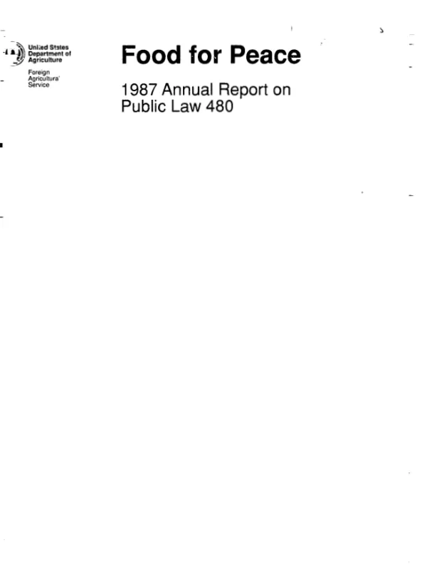 Food for peace : 1987 annual report on Public Law 480