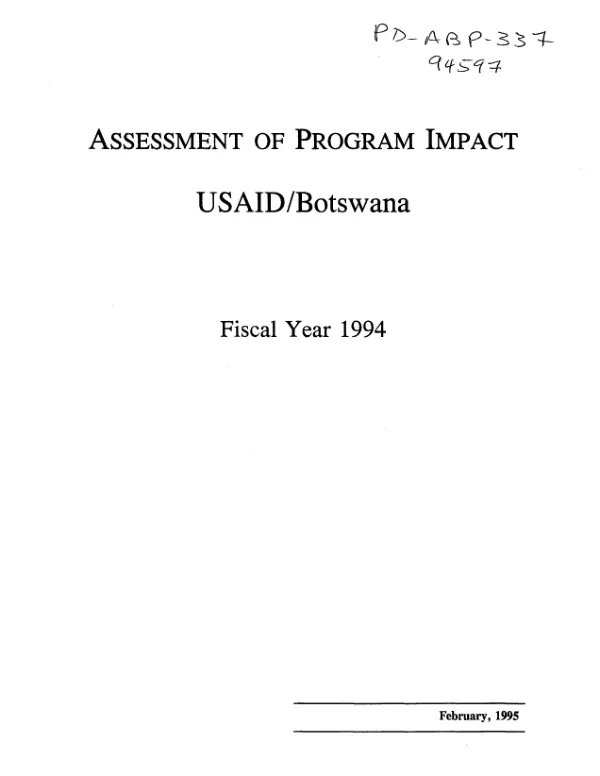 Assessment of program impact : USAID/Botswana -- fiscal year 1994