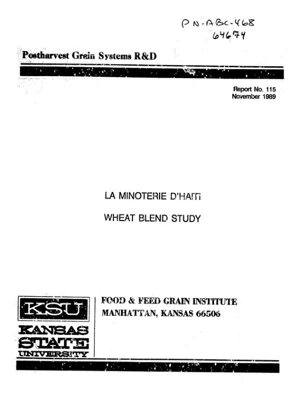 Minoterie d"Haiti : wheat blend study