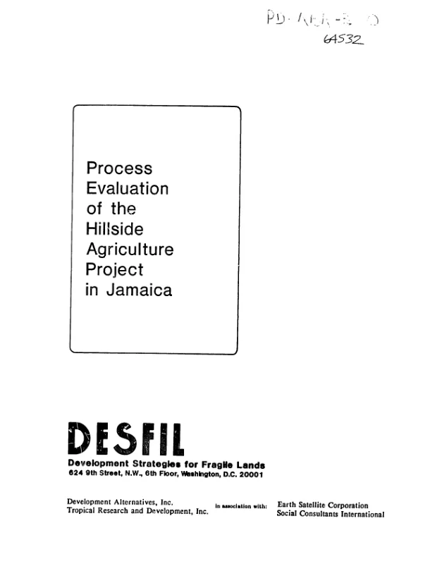 Process evaluation of the hillside agriculture project in Jamaica
