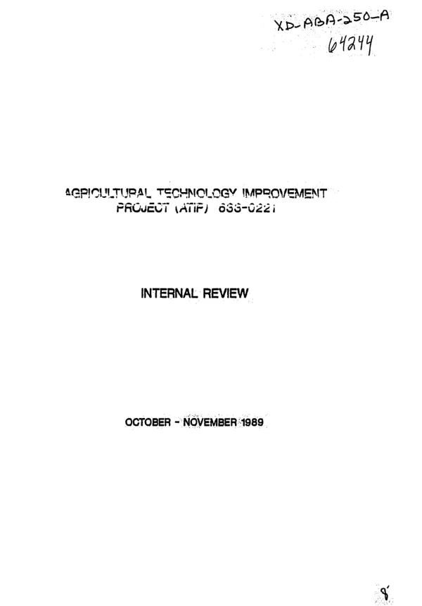 Agricultural technology improvement project (ATIP), 633-0221 : internal review