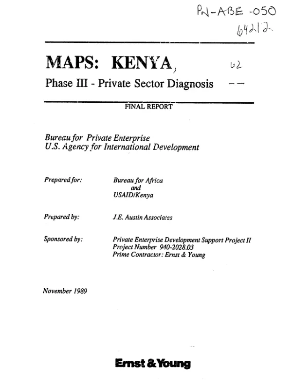 MAPS : Kenya, phase III - private sector diagnosis -- final report