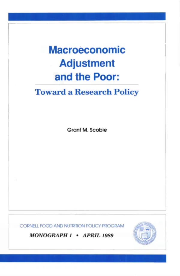 Macroeconomic adjustment and the poor : toward a research policy