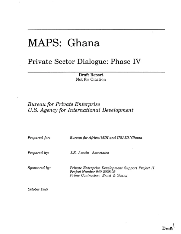 MAPS [manual for action in the private sector] : Ghana -- private sector dialogue : phase IV