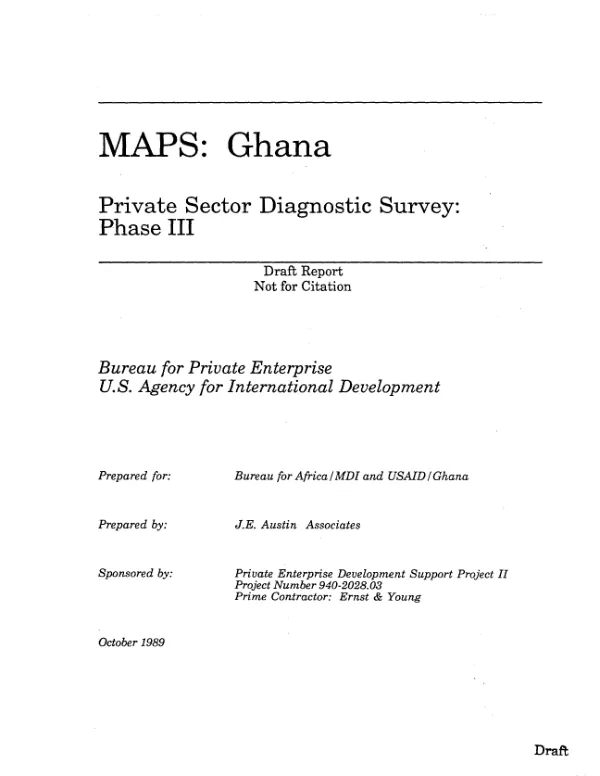 MAPS [manual for action in the private sector] : Ghana -- private sector diagnostic survey : phase III