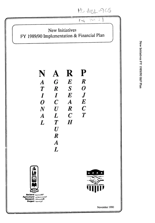 New initiatives component : financial and implementation plan -- under the national agricultural research project [NARP]