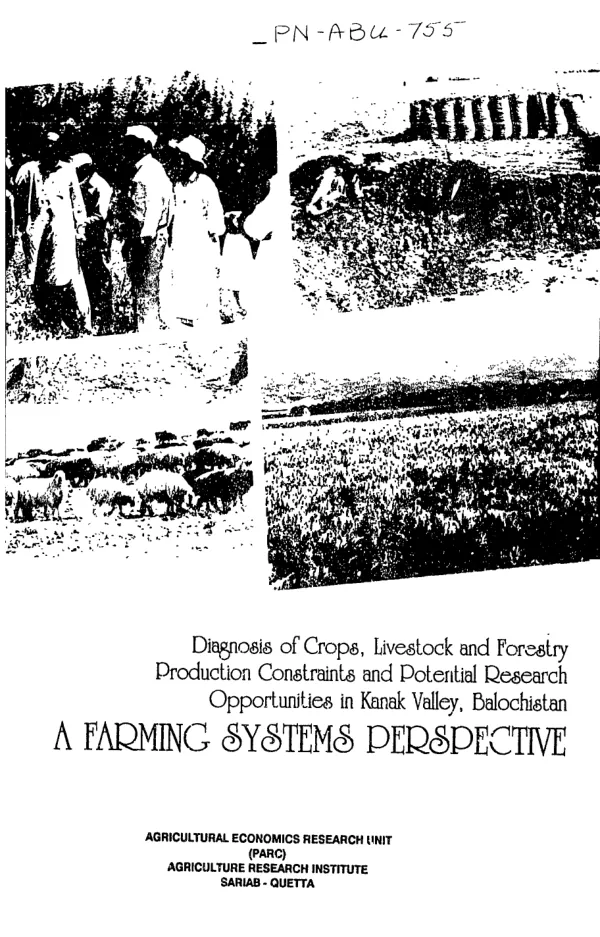Diagnosis of crops, livestock and forestry production constraints and potential research opportunities in Kanak Valley, Balochistan : a farming systems perspective
