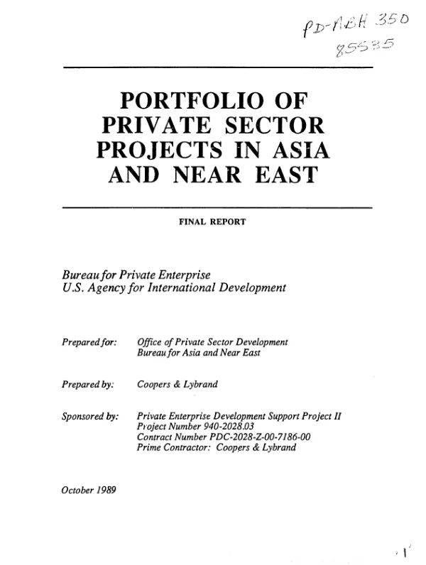 Portfolio of private sector projects in Asia and Near East