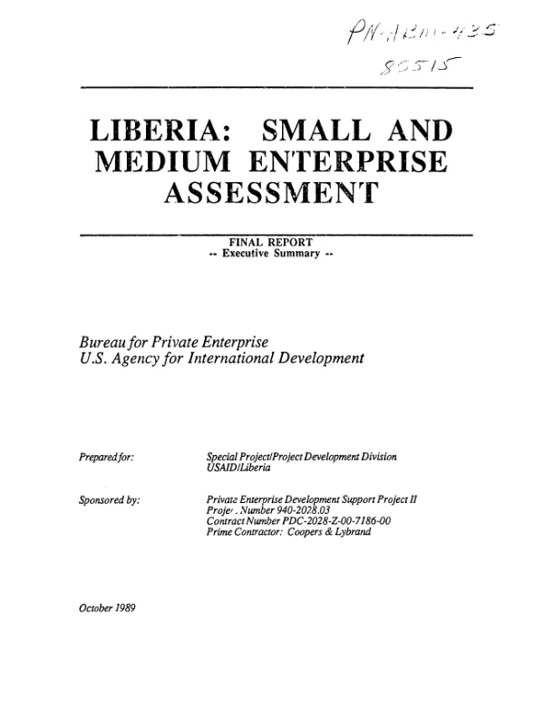 Liberia : small and medium enterprise assessment -- executive summary