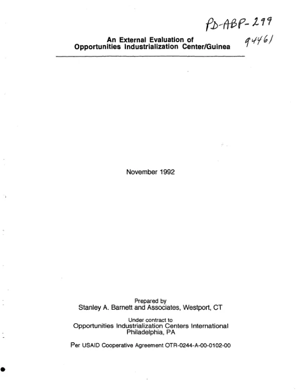 External evaluation of Opportunities Industralization Center/Guinea