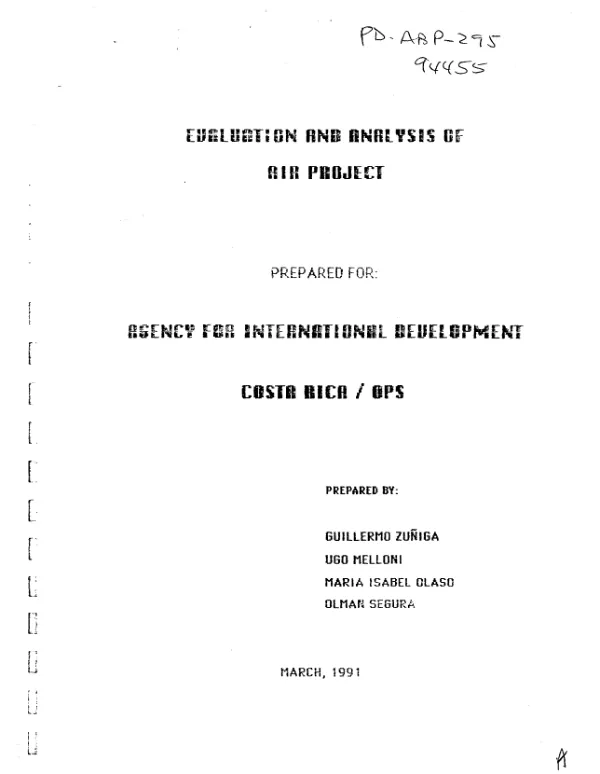 Evaluation and analysis of AIR [agricultural and industrial reactivation] project