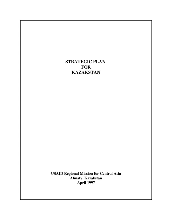 Strategic plan for Kazakstan
