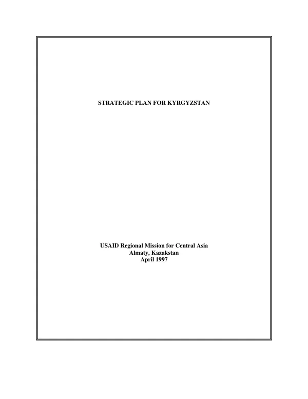 Strategic plan for Kyrgyzstan