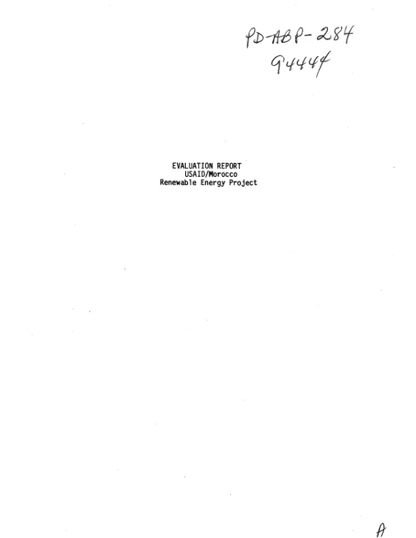 Evaluation report : USAID/Morocco renewable energy project