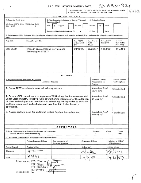 Trade in environmental services and technologies (TEST)