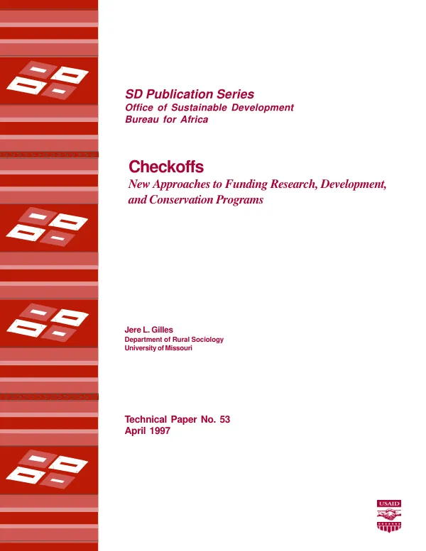 Checkoffs : new approaches to funding research, development, and conservation programs