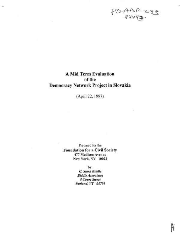 Mid-term evaluation of the democracy network project in Slovakia