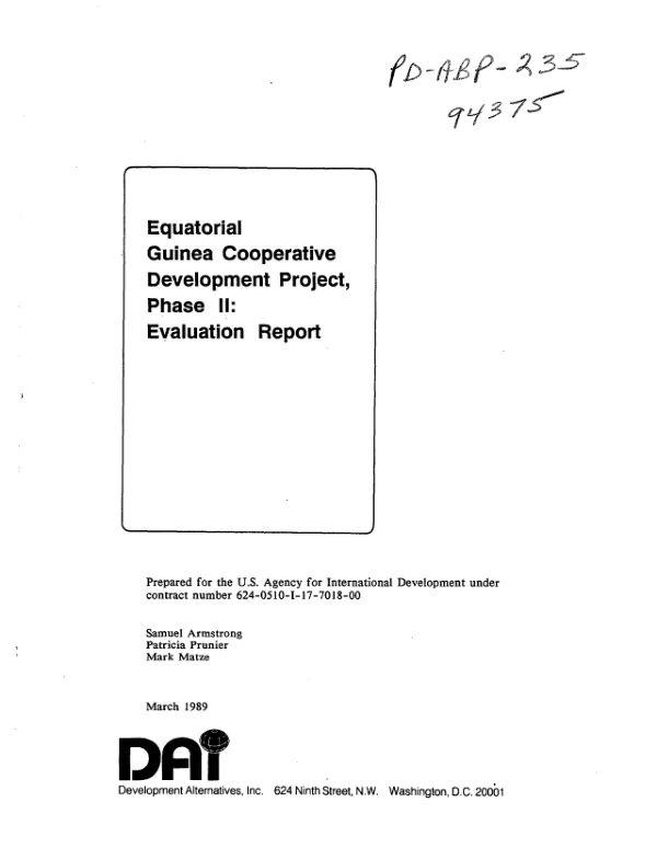 Equatorial Guinea cooperative development project, phase II : evaluation report