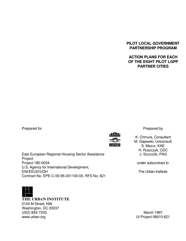 Pilot local government partnership program : action plans for each of the eight pilot LGPP [local government partnership program] partner cities