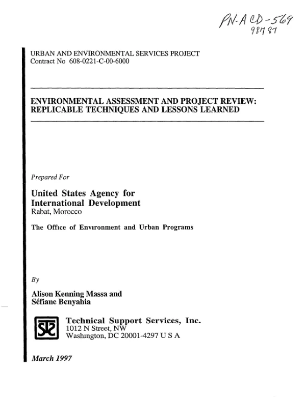 Environmental assessment and project review : replicable techniques and lessons learned