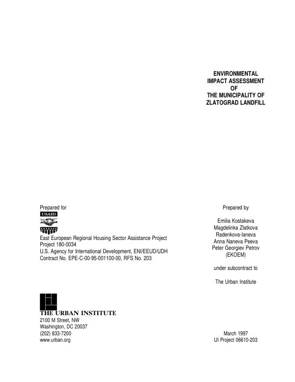 Environmental impact assessment of the municipality of Zlatograd landfill