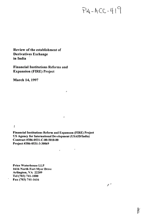 Review of the establishment of derivatives exchange in India