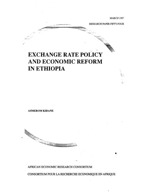 Exchange rate policy and economic reform in Ethiopia