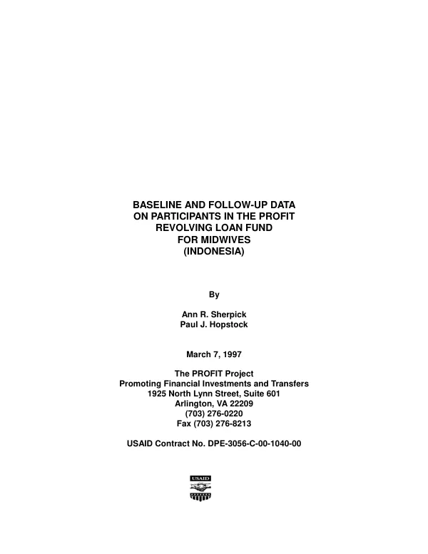 Baseline and follow-up data on participants in the PROFIT revolving loan fund for midwives (Indonesia)