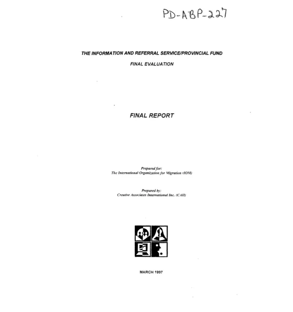 Information and referral service/provincial fund : final evaluation -- final report