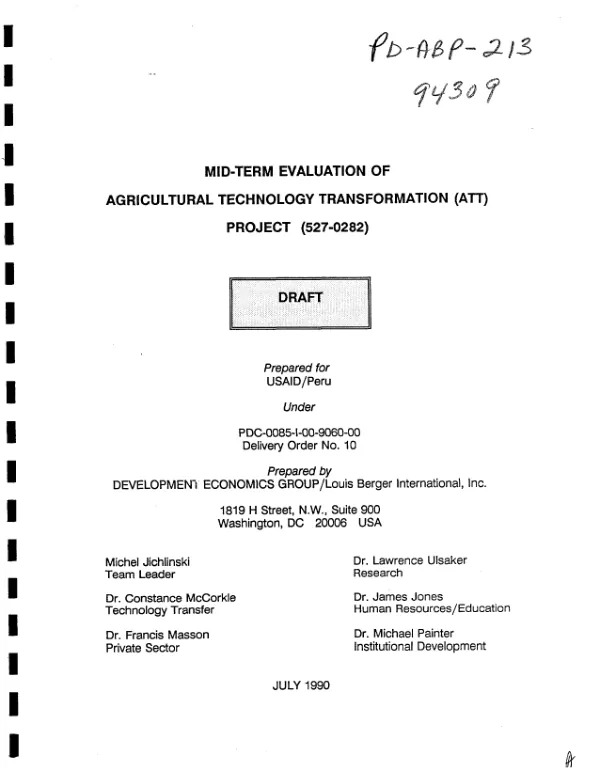 Mid-term evaluation of agricultural technology transformation (ATT) project (527-0282)