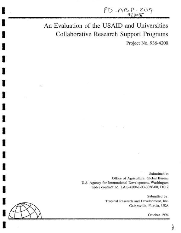 Evaluation of the USAID and universities collaborative research support programs