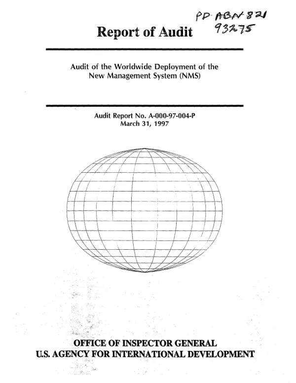 Audit of the worldwide deployment of the New Management System (NMS)