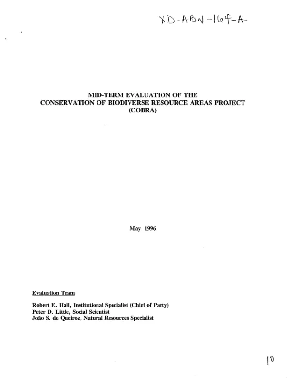 Mid-term evaluation of the conservation of biodiverse resource areas project (COBRA)