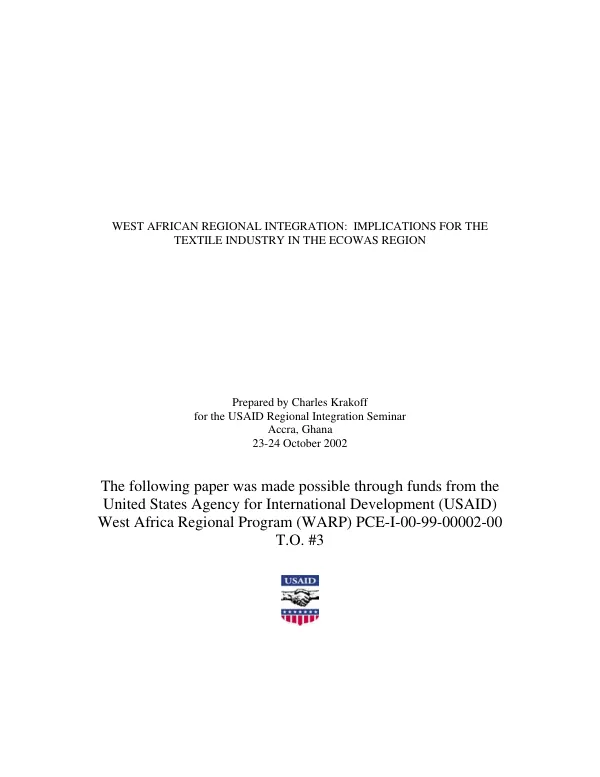 Regional activity plan for REDSO/WCA, 1997-1999