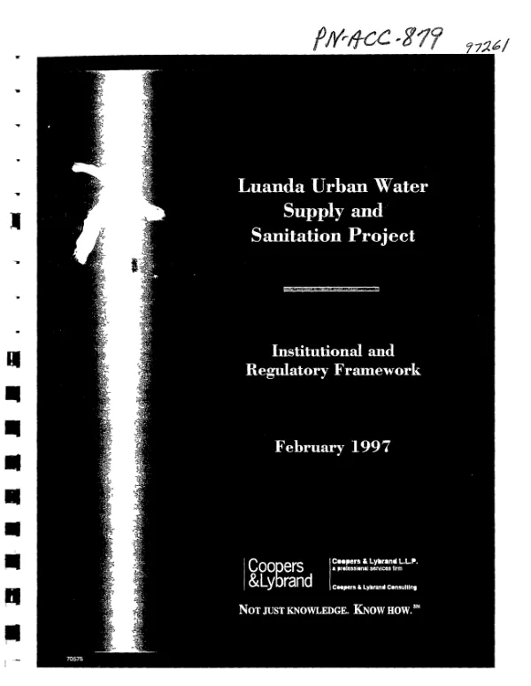 Luanda urban water supply and sanitation project : institutional and regulatory framework