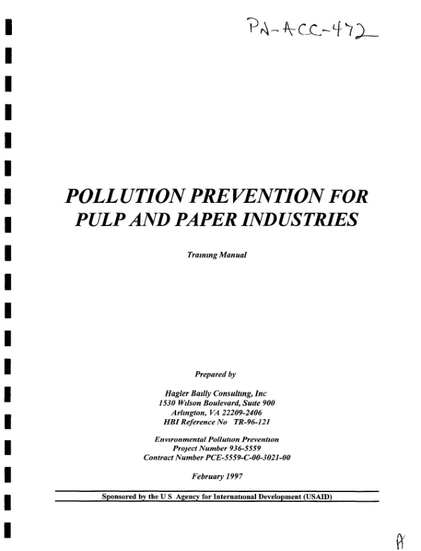 Pollution prevention for pulp and paper industries : training manual