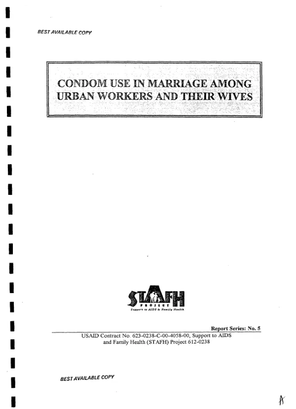 Condom use in marriage among urban workers and their wives