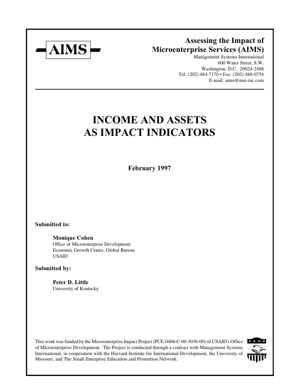 Income and assets as impact indicators