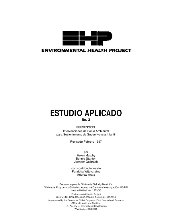 Prevencion : intervenciones de salud ambiental para sostenimiento de supervivencia infantil