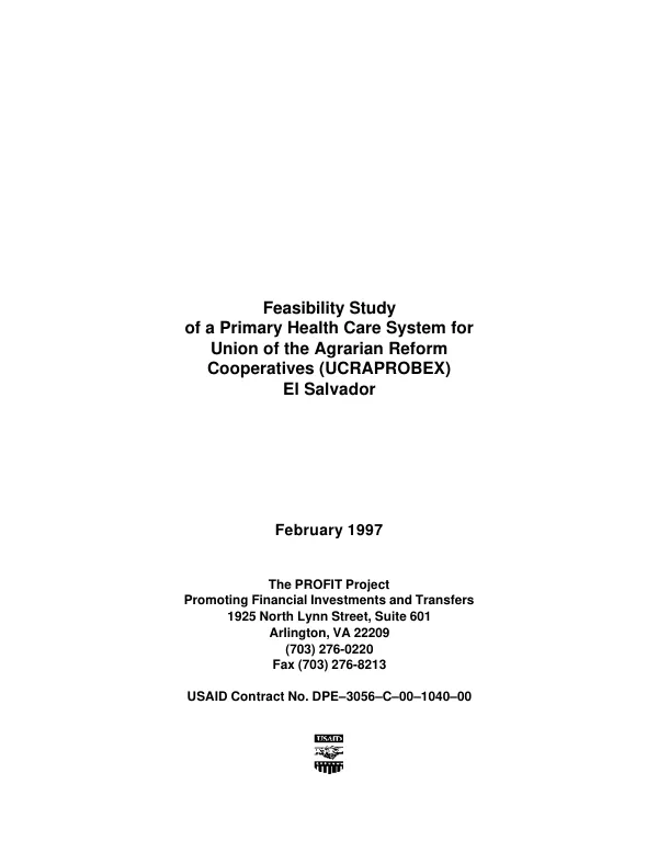 Feasibility study of a primary health care system for Union of the Agrarian Reform Cooperatives (UCRAPROBEX) El Salvador
