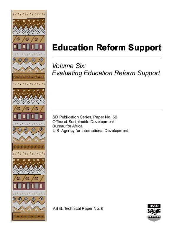 Education reform support -- volume six : evaluating education reform support