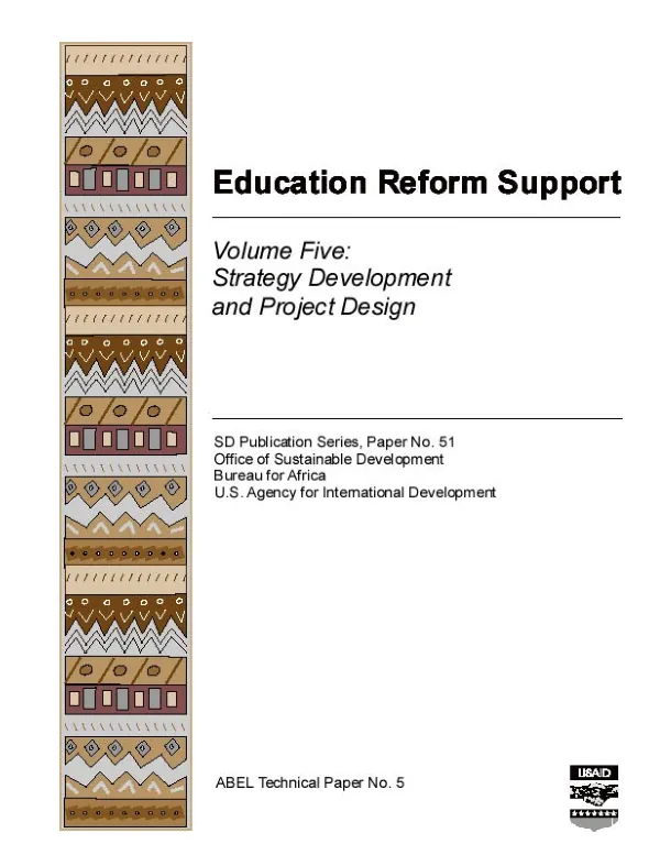 Education reform support -- volume five : strategy development and project design