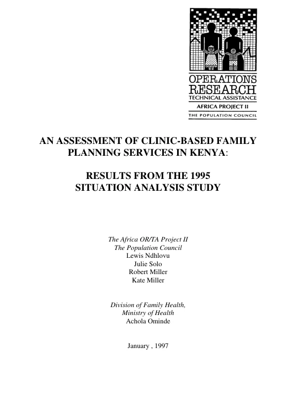 Assessment of clinic-based family planning services in Kenya : results from the 1995 situation analysis study