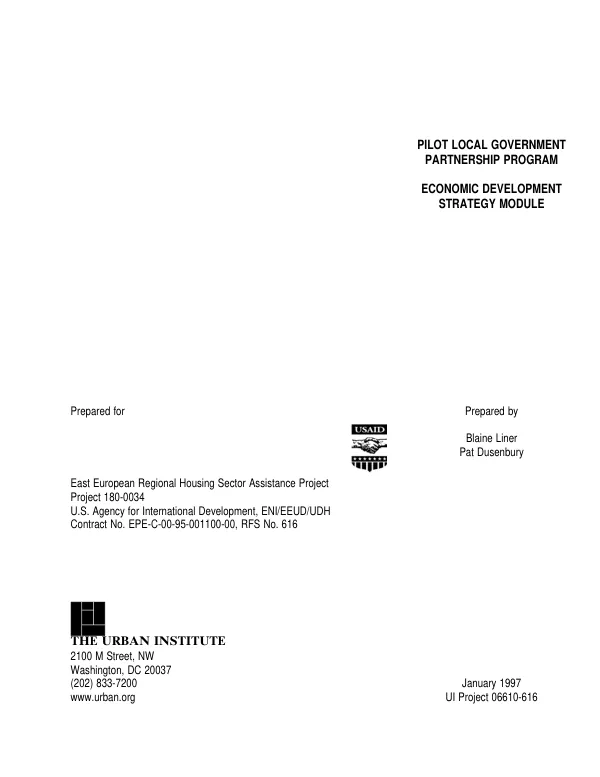 Pilot local government partnership program : economic development strategy module