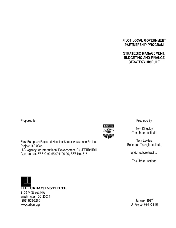 Pilot local government partnership program : strategic management, budgeting and finance strategy module