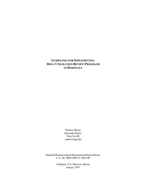 Guidelines for implementing drug utilization review programs in Russian hospitals