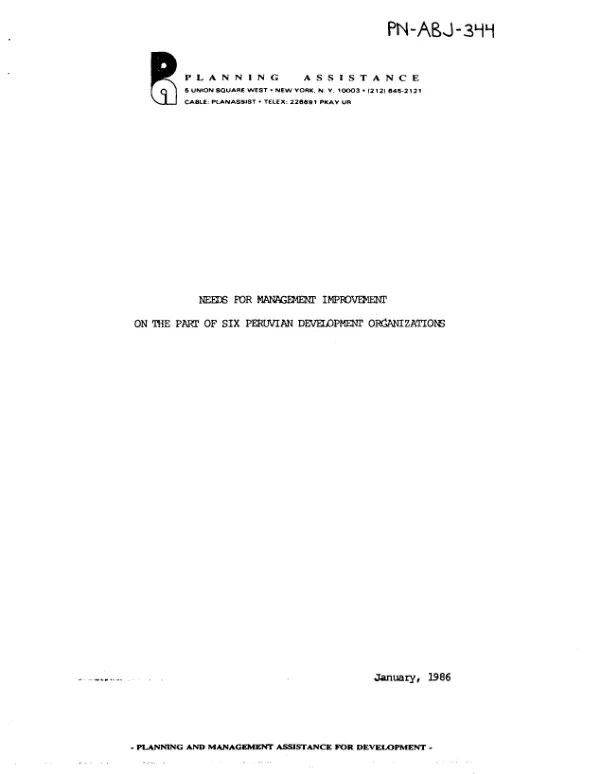 Needs for management improvement on the part of six Peruvian development organizations