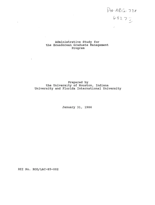 Administrative study for the Ecuadorean graduate management program